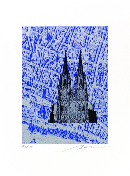 Henry Haselwanger Dom Silber auf Blau Statdstich Auflage 50