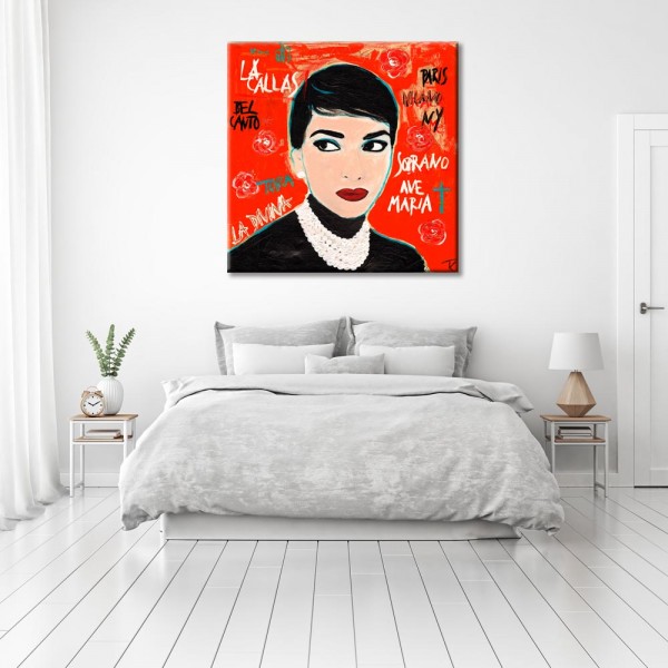 Kathrin Thiede Maria Callas rot Collage Bild auf Leinwand
