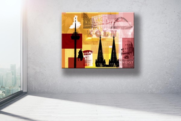 Collage Deine Liebe Stadt III gelb rosa Bild auf Leinwand
